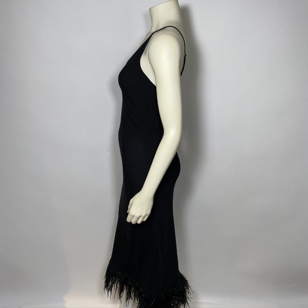 SLEEPER Black Slip Dress w/Feather Trim - Picture 5 of 10